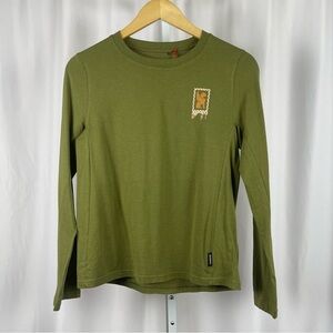 NEW Chrome Small Olive Green Long Sleeve Shirt Leopard Animal Streetwear Skate
